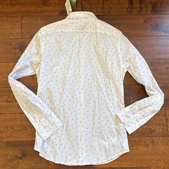 Goodfellow Every Wear Poplin Button Up Slim Shirt White Black Men's Small New - Picture 3 of 8